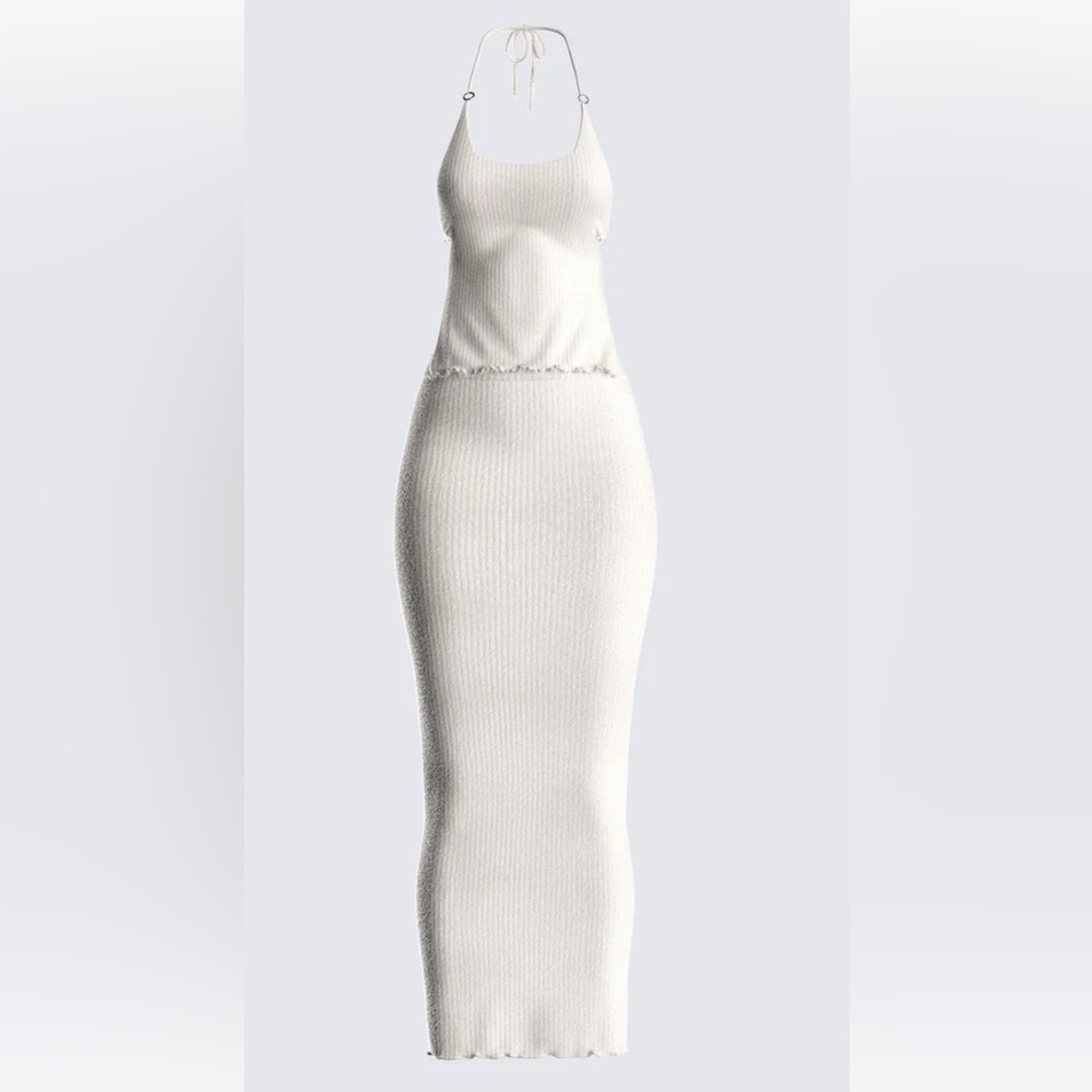 Finesse Liberty White Ribbed Knit Set